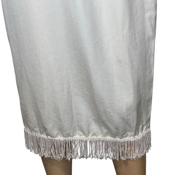 Vintage Francine Browner Midi Fringe Button Belted Wrap Skirt Cream Lt Yellow 7 - Picture 6 of 14